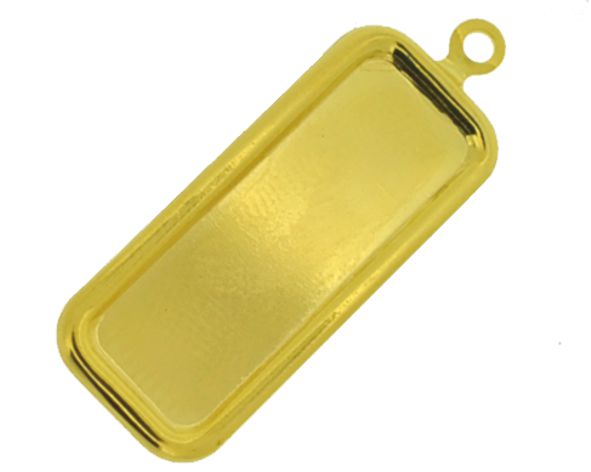 Pingente caixa retângulo dourado 27x16 mm (un) MT-453